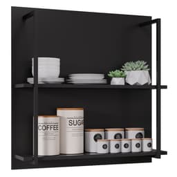 Prateleira Industrial Cozinha Dupla com Painel Flora M24 Preto - Mpozenato