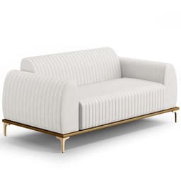 Sofá 150cm 2 Lugares Base Gold Molino D06 PU C-12 Branco - Mpozenato