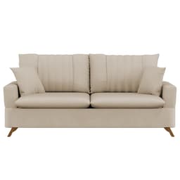 Sofá 160cm 2 Lugares com Almofadas Pés Curvos Veras Suede D05 Bege Claro - Mpozenato
