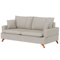 Sofá 180cm 3 Lugares com Almofadas Pés Curvos Veras Suede D05 Bege Claro - Mpozenato