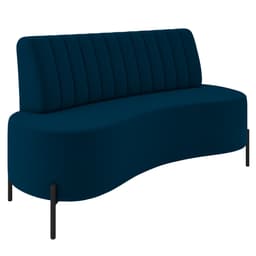 Sofá 2 Lugares 160cm Pés Aço Preto Tamar Z08 Veludo Azul - Mpozenato