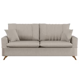 Sofá 200cm 3 Lugares com Almofadas Pés Curvos Veras Linho D05 Bege - Mpozenato