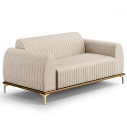 Sofá 210cm 3 Lugares Base Gold Molino D06 Suede C-309 Bege - Mpozenato