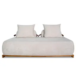 Sofá 3 Lugares 200cm Ilha Base Madeira Viero S06 Boucle Bege - Mpozenato