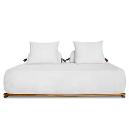 Sofá 3 Lugares 200cm Ilha Base Madeira Viero S06 Boucle Branco - Mpozenato