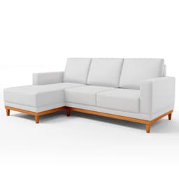 Sofá 3 Lugares 200cm Living Com Chaise Esquerdo Sala de Estar Kayrós D05 Sintético Branco - Mpozenato