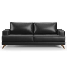 Sofá 3 Lugares 200cm Living Pés Curvos Santi D05 Sintético Preto - Mpozenato