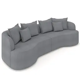 Sofá 3 Lugares 210cm Orgânico Quito K04 Bouclê Grafite - Mpozenato