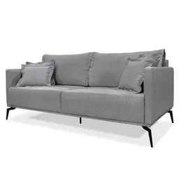 Sofá 3 Lugares 220cm Pés de Metal Vecchia S06 Linho Cinza - Mpozenato