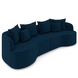 Sofá 3 Lugares 230cm Orgânico Quito K04 Veludo Azul Marinho - Mpozenato