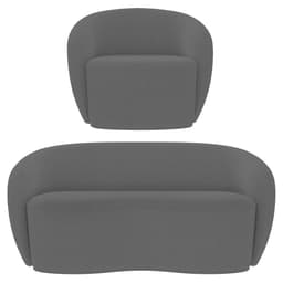 Sofá 3 Lugares Living 180cm e 1 Poltrona Giratória Garbin K04 Bouclê Cinza - Mpozenato