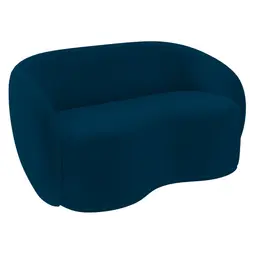 Sofá 3 Lugares Living Orgânico Sala de Estar 180cm Garbin K04 Veludo Azul Marinho - Mpozenato
