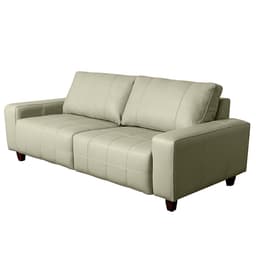 Sofá 3 Lugares Living Pés Madeira 240cm Phill S07 Couro Off - Mpozenato