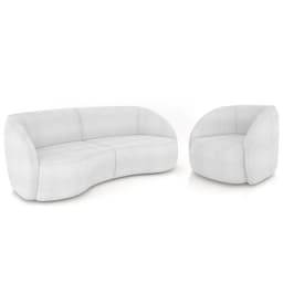 Sofá 3 Lugares Orgânico 240cm e Poltrona Zion M22 Boucle Branco - Mpozenato