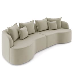 Sofá 4 Lugares 250cm Orgânico Quito K04 Veludo Bege  - Mpozenato