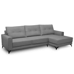 Sofá 4 Lugares com Chaise Direito 285cm Soreh F05 Veludo Prata - Mpozenato