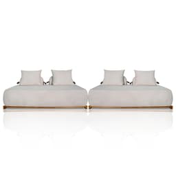 Sofá 6 Lugares Ilha 2 Módulos 200cm Viero S06 Boucle Bege - Mpozenato