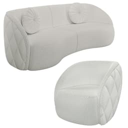 Sofá Decorativo 3 Lugares 288cm com Almofadas e Poltrona Zion M22 Linho Cru - Mpozenato