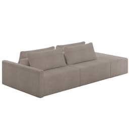 Sofá Ilha Modular com Puff para Sala Living 252cm Georgia Z08 Boucle Bege Escuro - Mpozenato