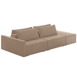 Sofá Ilha Modular com Puff para Sala Living 252cm Georgia Z08 Veludo Bege - Mpozenato