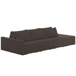 Sofá Ilha Modular com Puff para Sala Living 312cm Georgia Z08 Veludo Marrom - Mpozenato