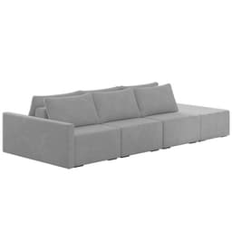 Sofá Ilha Modular com Puff para Sala Living 342cm Georgia K04 Veludo Cinza - Mpozenato