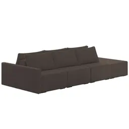 Sofá Ilha Modular com Puff para Sala Living 342cm Georgia K04 Veludo Marrom - Mpozenato