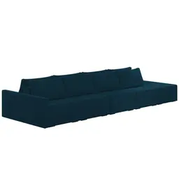 Sofá Ilha Modular com Puff para Sala Living 392cm Georgia K04 Veludo Azul - Mpozenato
