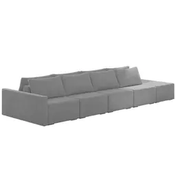 Sofá Ilha Modular com Puff para Sala Living 392cm Georgia Z08 Veludo Cinza - Mpozenato
