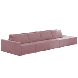 Sofá Ilha Modular com Puff para Sala Living 432cm Georgia Z08 Veludo Rosê - Mpozenato