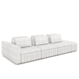 Sofá Ilha e Puff Sala Living 335cm Siesta M22 Bouclê Branco - Mpozenato