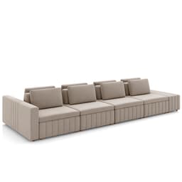 Sofá Ilha e Puff Sala Living 505cm Siesta M22 Veludo Bege  - Mpozenato