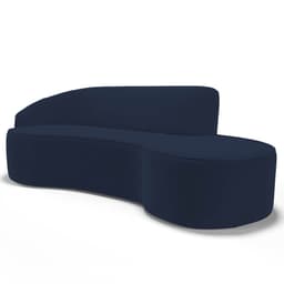 Sofá Living  4 Lugares 300cm Braço Esquerdo Mozart D06 Veludo Azul - Mpozenato