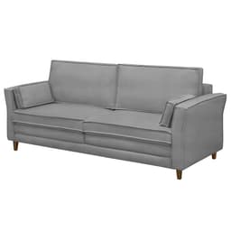 Sofá Living 3 Lugares 180cm Pés Madeira Efraim F05 Veludo Prata - Mpozenato
