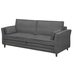 Sofá Living 3 Lugares 200cm Pés Madeira Efraim F05 Veludo Grafite - Mpozenato