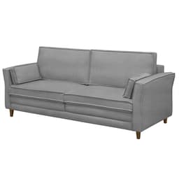 Sofá Living 3 Lugares 200cm Pés Madeira Efraim F05 Veludo Prata - Mpozenato