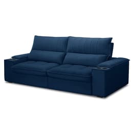 Sofá Retrátil 3 Lugares com Porta Copo 250cm Andes F05 Veludo Azul - Mpozenato