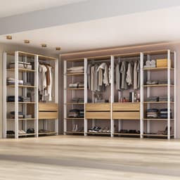 Guarda-Roupas Closet Modulado 405cm 6 Peças com 6 Gavetas Multimóveis MP4322 Branco/Madeirado