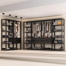 Guarda-Roupas Closet Modulado 405cm 6 Peças com 6 Gavetas e Cabideiros Multimóveis MP4322 Preto