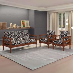 Jogo de Sofá Madeira Maciça Liz 3 Lugares e 2 Poltronas Multimóveis CR45274 Floral Rosa