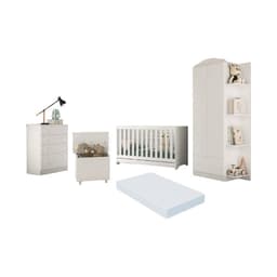Quarto Infantil Completo com Berço 3 em 1 com Colchão Incluso e Baú Multimóveis MP4357 Branco/Colorido