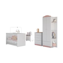 Quarto Infantil Completo com Berço 3 em 1 para Colchão 130x60cm Multimóveis MP4344 Branco/Colorido