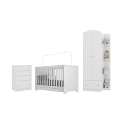 Quarto Infantil Completo com Berço 3 em 1 para Colchão 130x60cm Multimóveis MP4353 Branco/Colorido