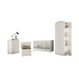 Quarto Infantil Completo com Berço 3 em 1 para Colchão 130x60cm e Baú Multimóveis MP4356 Branco/Colorido