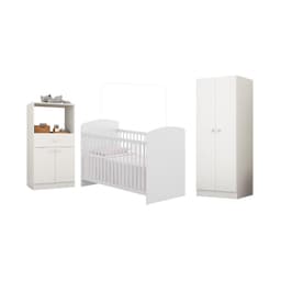 Quarto Infantil Completo com Berço Guarda-Roupa e Cômoda Multimóveis MP4358 Branco