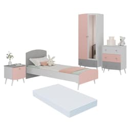 Quarto Infantil Completo com Colchão Incluso Doçura Multimóveis MP4332 Branco/Cinza/Rosa