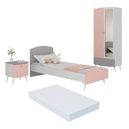 Quarto Infantil Completo com Colchão Incluso Doçura Multimóveis MP4334 Branco/Cinza/Rosa