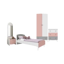Quarto Infantil Completo para Colchão 78x188cm Doçura Multimóveis MP4376 Branco/Cinza/Rosa