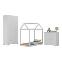 Quarto Infantil com Cama Montessoriana Algodão Doce Multimóveis MX4267 Branco