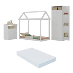 Quarto Infantil com Cama Montessoriana e Colchão Incluso Encanto Multimóveis MX4284 Branco